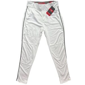 NWT Rawlings Men's Jogger Fit V-Notch Insert Baseball Pant White Adult Large